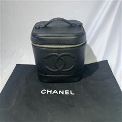 2003 Chanel Black Caviar Cosmetic Bag CC